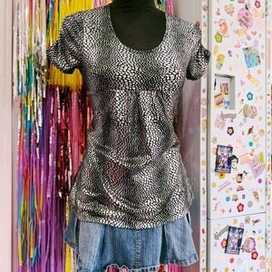 Vintage Y2K black and silver top with tie back